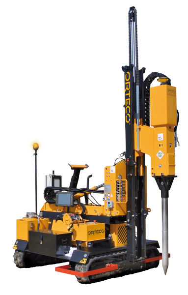 Orteco Hydraulic Pile Drivers For Safety Barriers Solar Plants 